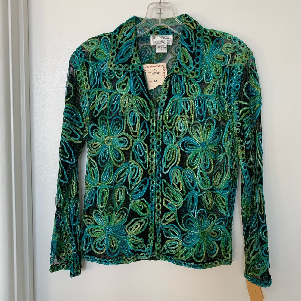 WOMEN NATURAL CHOICE GREEN AND BLUE BLOUSE